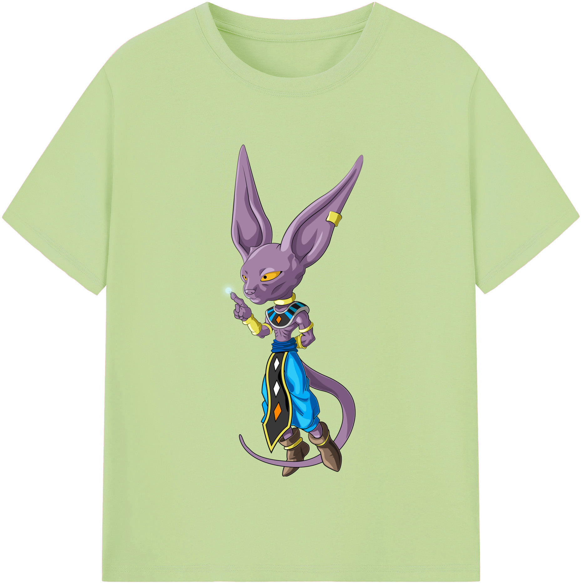 （画像用） ドラゴンボール ビルス 破壊神ビルス DRAGON BALL Beerus Birusu 綿100％半袖Tシャツ（フロントプリント）